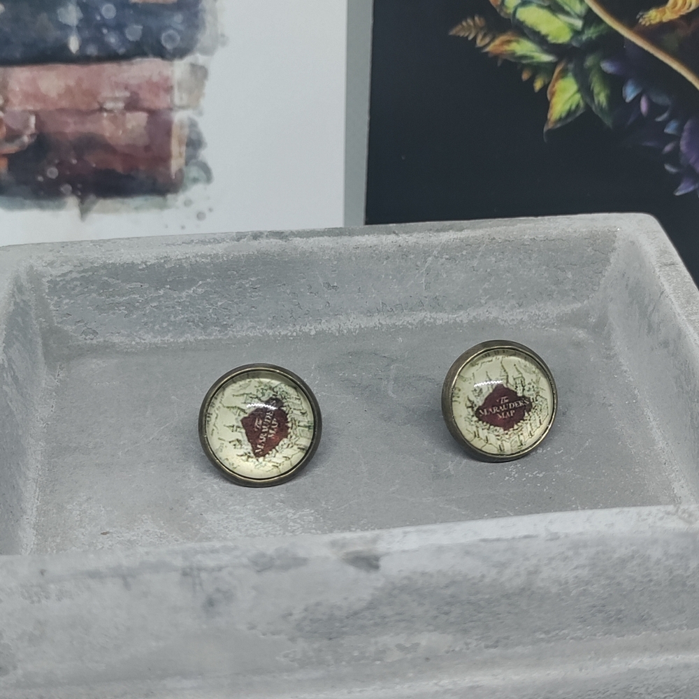 Marauders Map Cabochon Stud earrings
